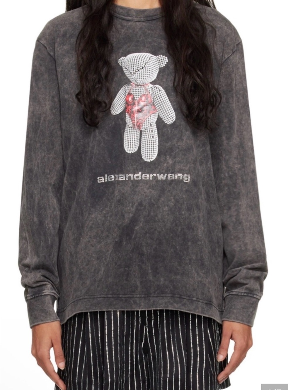 Alexander Wang Classic Long Sleeve Tee with Teddy Beiress Graphic